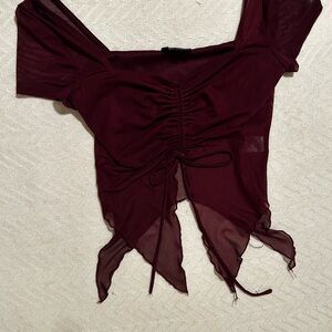 Mixed Threads Burgundy Ruched Crop Top